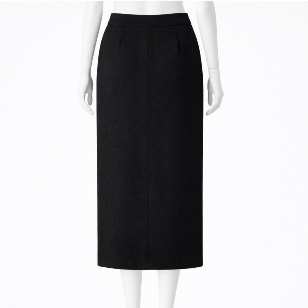 St John Sport Knit Pencil Skirt Black Santana Knit Size 4 USA Vintage Front Slit - Picture 3 of 8
